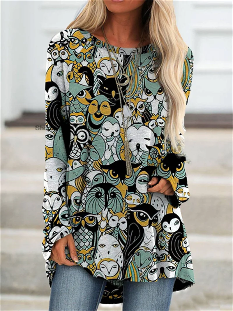 

Ladies T-Shirt Christmas Cartoon 3D Printing Cat O Neck Loose Raglan Sleeves Hip Hop Party Casual Streetwear S-6XL y2k clothes