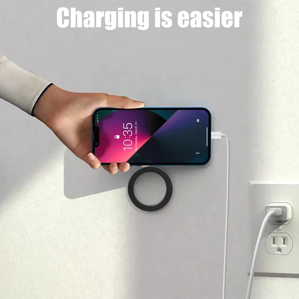 Фото Магнитное кольцо-держатель MagSafe на клейкой основе для крепления на стену без сверления, подставка для iPhone 15 Pro, iPad Pro, планшетов и телефонов №5