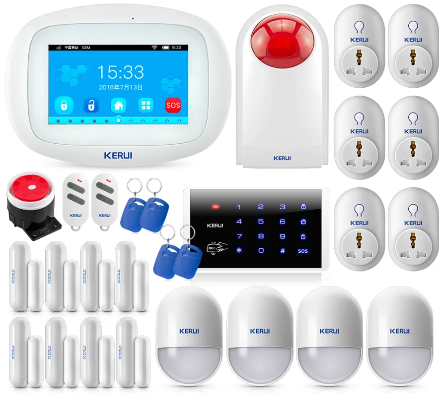KERUI K52 4.3 Inch Touch Screen-Control Wireless GSMHome Security A-l-a-r-m System Sensor Burglar A-l-a-r-m Device For Door
