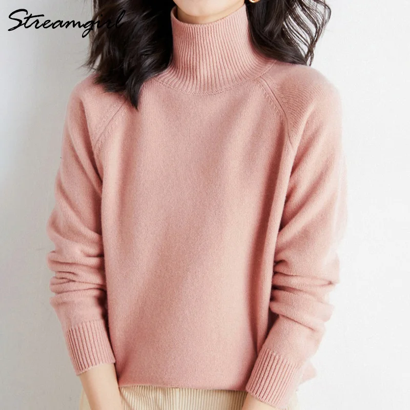 Теплый плотный зимний свитер женские пуловеры с высоким воротником элегантные