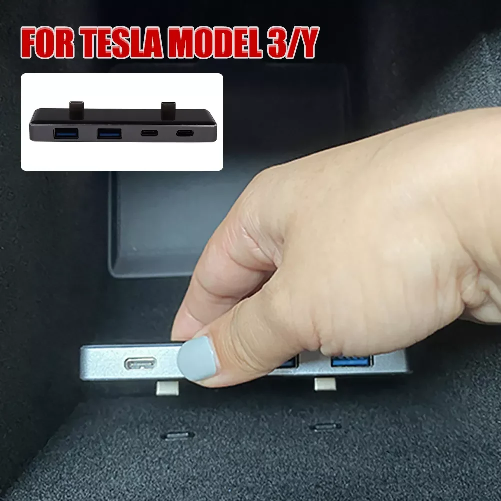 

USB Extender for Tesla Model 3 Model Y 2021 Interior USB Hub 5V/3A Charger 4 Ports USB Adapter Splitter Auto Accessories