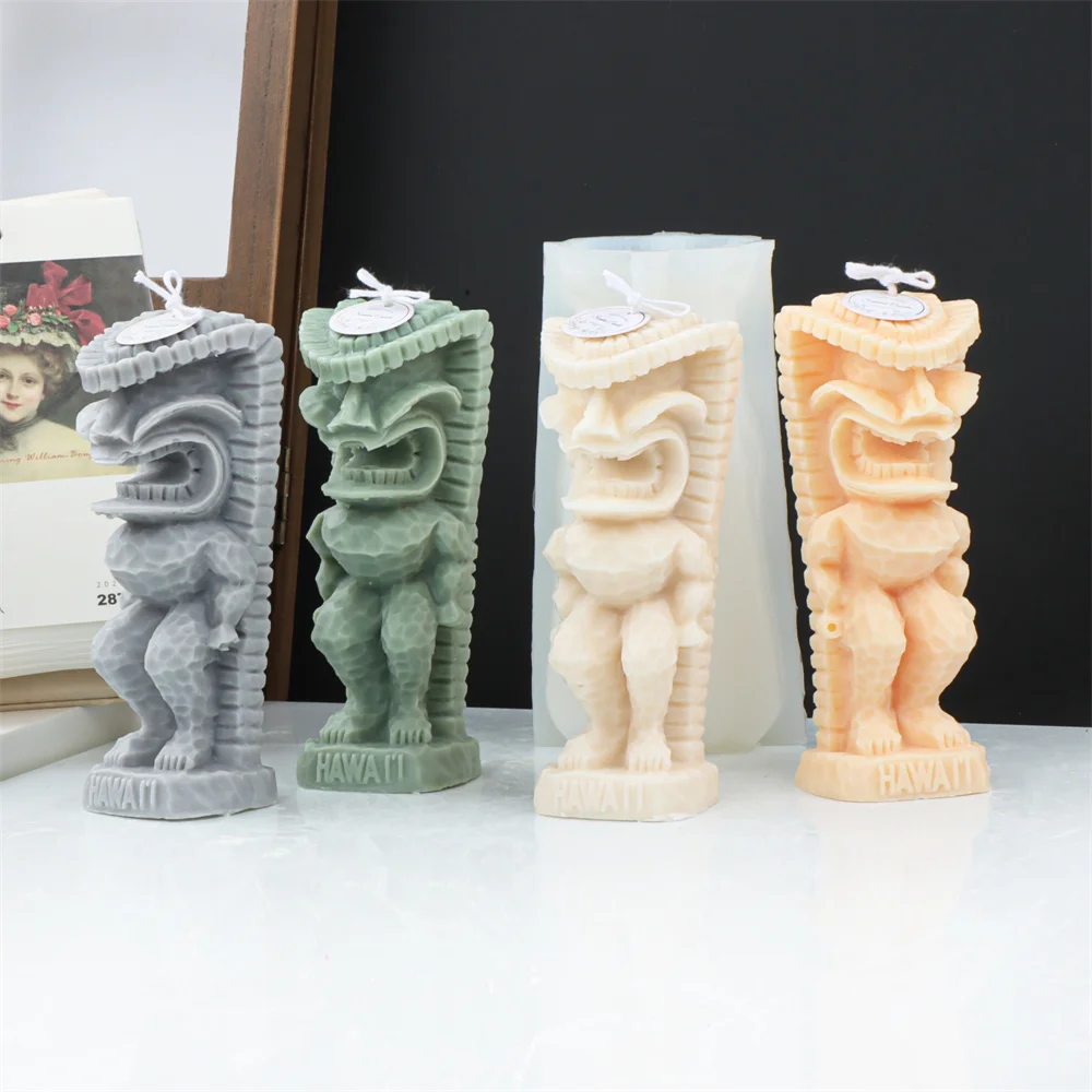 

3D Reuable McKetiki Silicone Candle Mold Craft Idol Totem Plaster Soap Model Resin Handmade Making Tool Home Decor Ornament