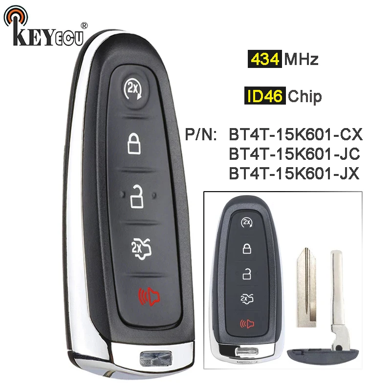 KEYECU 433MHz PCF7953 BT4T-15K601-JC BT4T-15K601-CX дистанционный смарт ключ-брелок для Ford Edge Escape Explorer