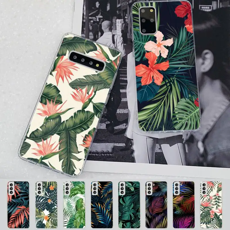 

Summer Tropical Green plants leaf Phone Case for Samsung S21 A10 for Redmi Note 7 9 for Huawei P30Pro Honor 8X 10i cover