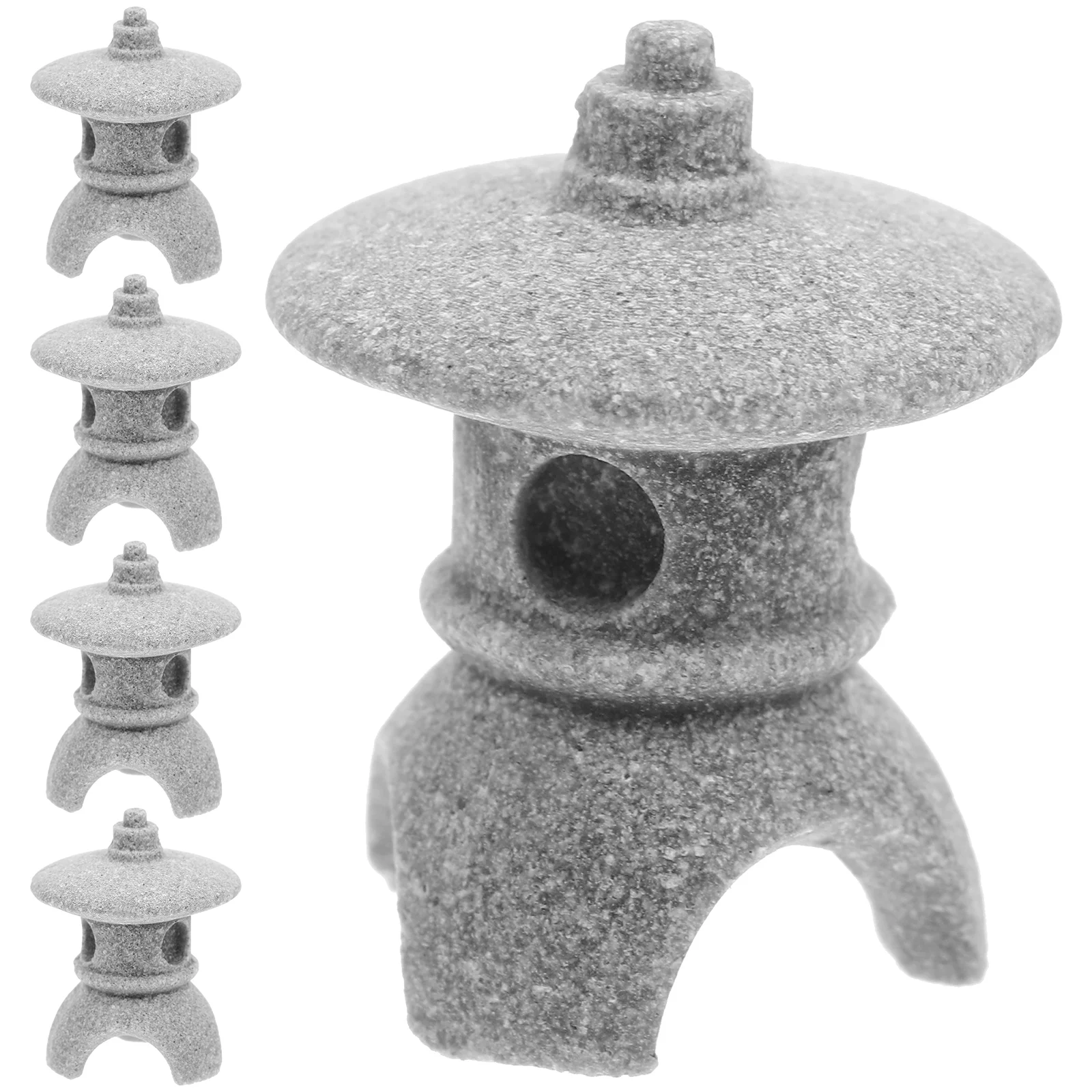 

5 Pcs Miniature Japanese Decor Stones Pagoda Lantern Home Décor Simulation Landscape Pavilion Bonsai Mini Decoration
