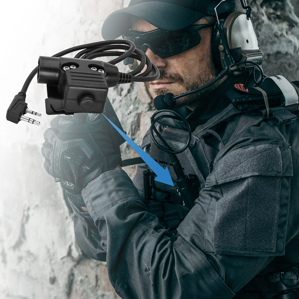 Tactical U94 PTT Kenwood/Midland Plug Adapter for Peltor Comtac/SordinTactical Headset Hunting&Shooting Baofeng UV-5R VU82Radio