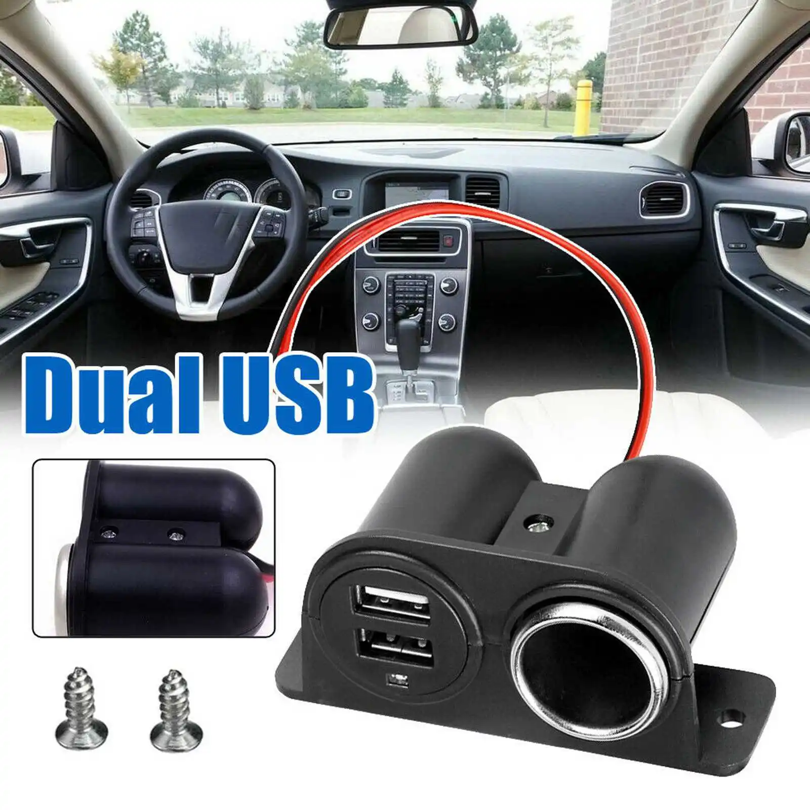

Car Cigarette Lighter Auxiliary USB Dual Power Outlet DC 12V 3.1A/3100ma Socket Plug Adapter Black Car Accessories