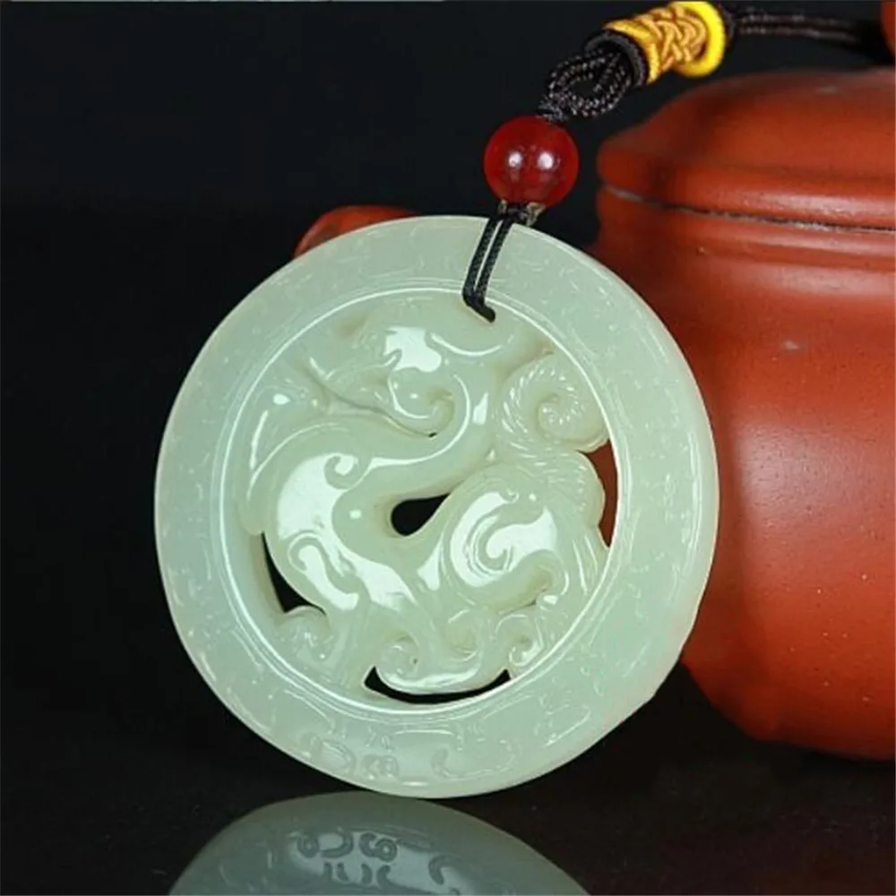 Chinese Green Jade Antique Dragon Jade Pendant Unisex Jewelry Lucky Exorcise evil spirits Amulet Jade Pendant Jade Fine Jewelry