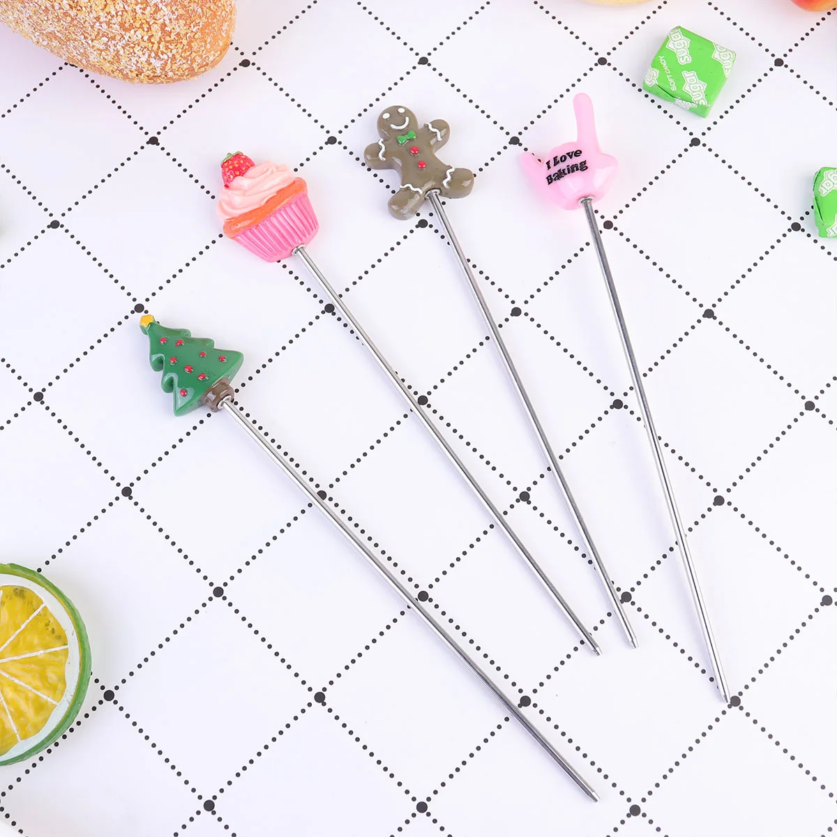 

Cake Tester Skewer Probe Christmas Pin Snowman Kitchen Needleneedles Holiday Steel Tree Stainless Supplies Baking Reusable Metal