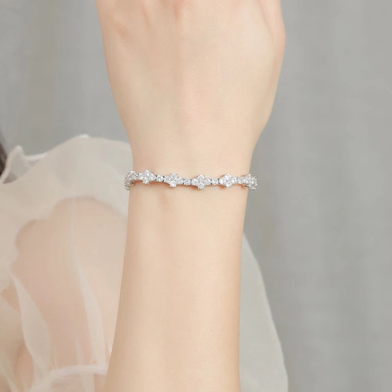 Браслет женский и мужской из серебра 925 пробы с муассанитом 18 к