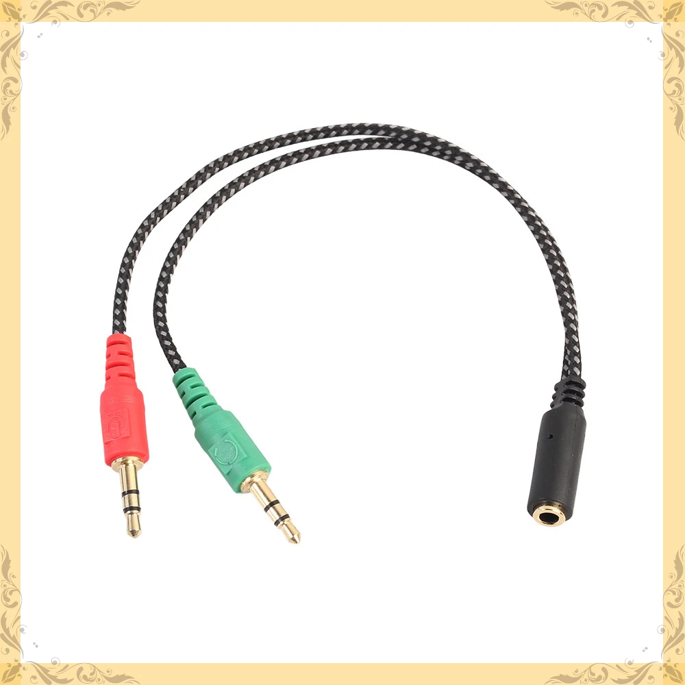 

Adapter Cable 3.5mm Y Splitter 2 Jack Male to 1 Female Headphone Mic Woven net High Quality Accessories
