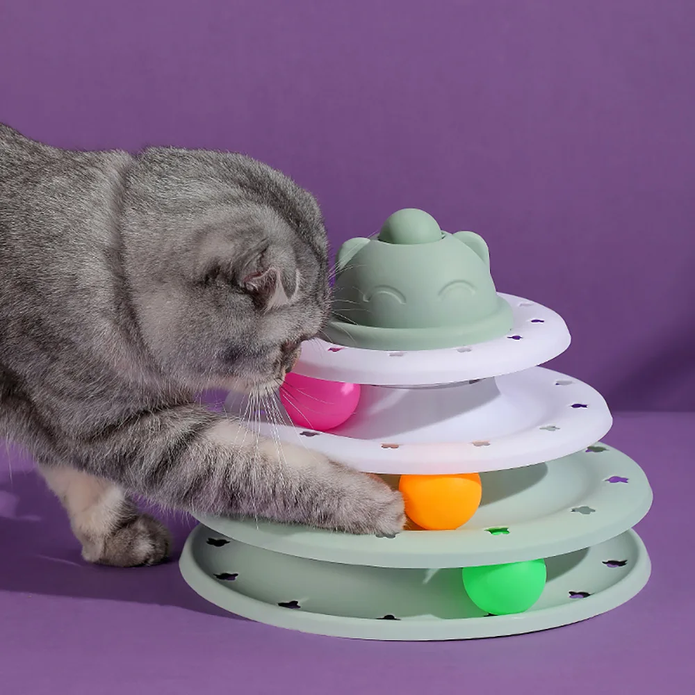 

new 2022 Play set "Pyramid" for cats with 3 balls, 15 x 24 13.2 cm goods animals Cat Toys Supplies Pet Products Home Garden