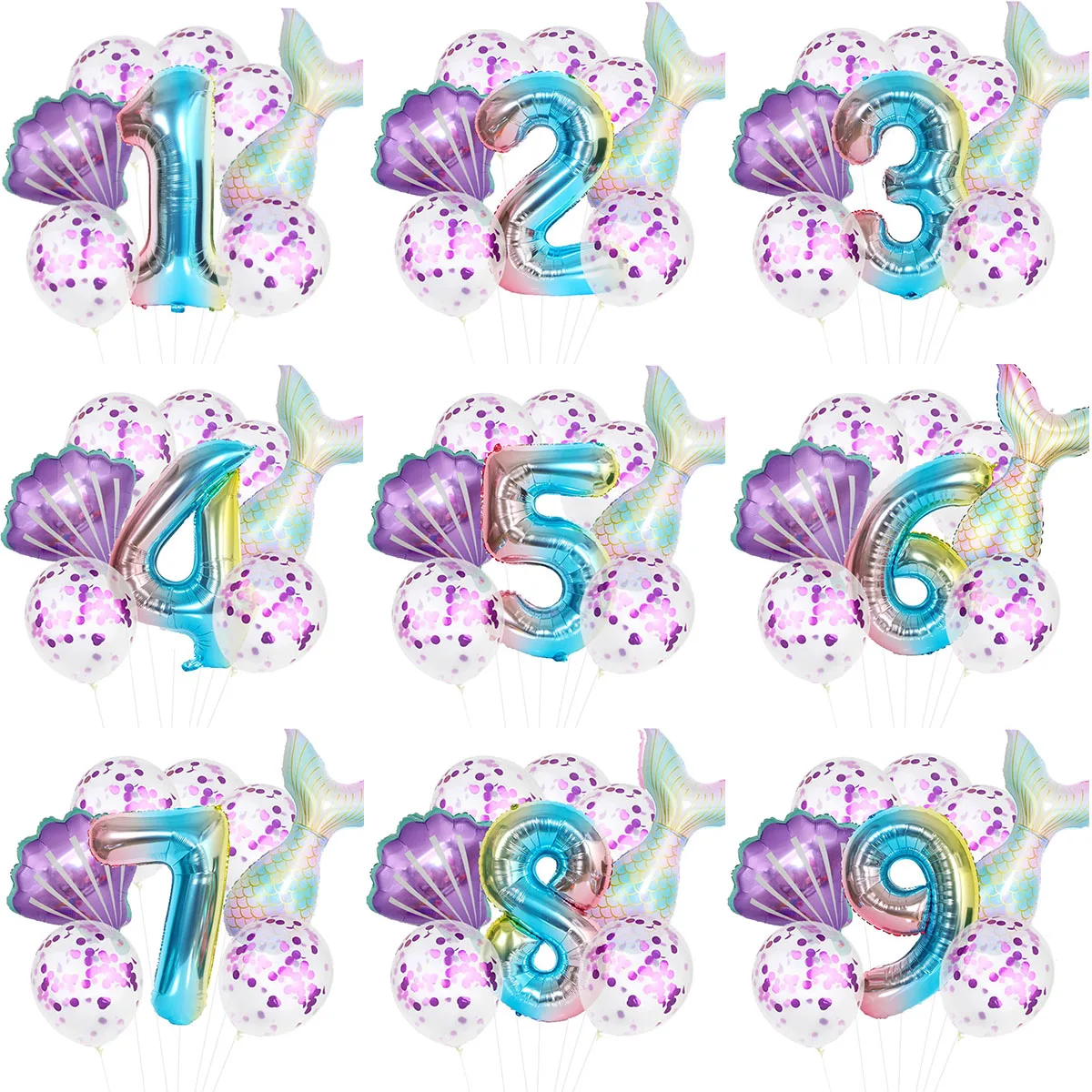 Шары в виде Русалочки для 1-го 2-го 3-го дня рождения украшения девочек хвоста