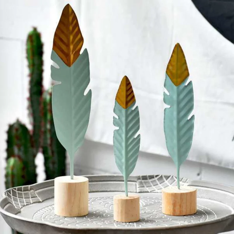 

Nordic Style Minimalist Creative Wrought Iron Feather Living Room Dining Table Bedroom Decoration Decoration Shooting Props