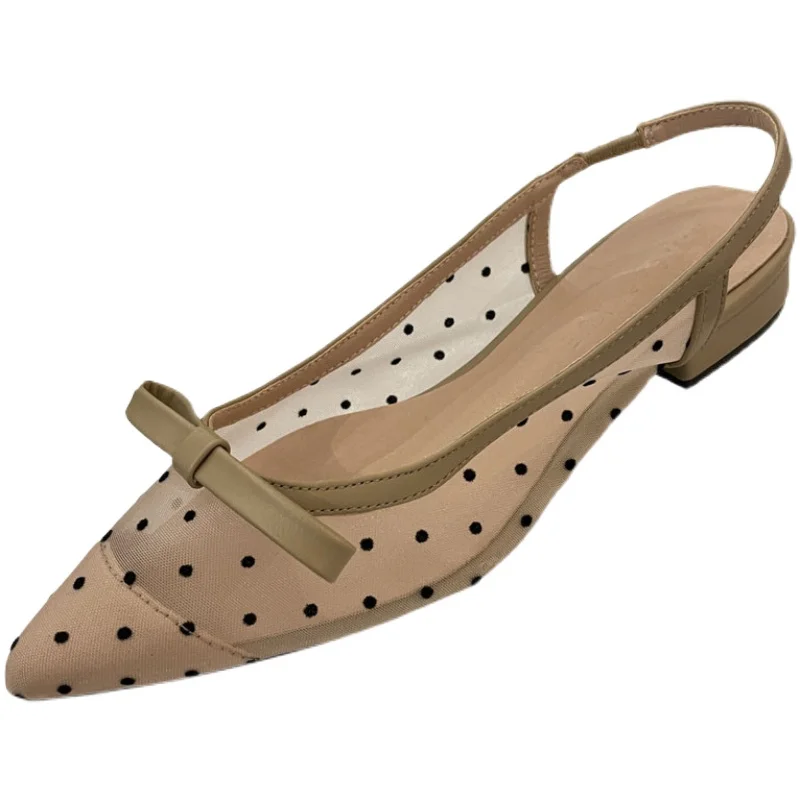 

2022 Sandals Ladies Shoes Summer Women's Heels Suit Female Beige Med New Fashion Girls Lace Laces Clear Pointed Comfort Black Me