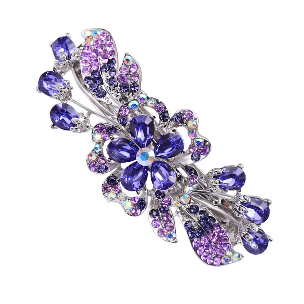 

Hairpin Rhinestone Clip Women Barrettes Ponytail Holders Clips Thin Diamond Back Flower Headpiece