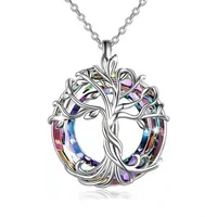 9pcs fashion tree of life necklaces celtic family tree pendant with crystal circle jewelry gifts for women girls mom birthday