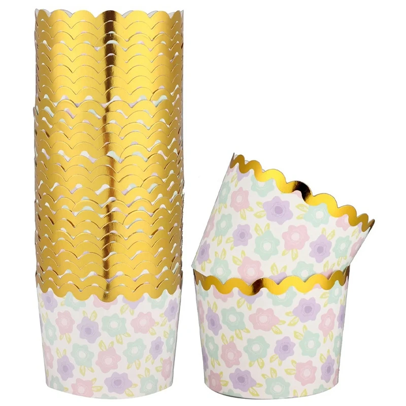 

50 Pcs Colorful Greaseproof Paper Baking Cups 5 Oz Cupcake Paper Liners Disposable Muffin Cases Cupcake Containers