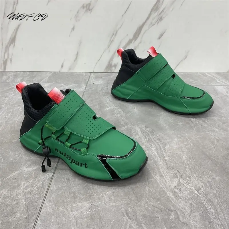 

Chunky Sneaker Men Cover Bottom Board Shoe Fashion Casual Secondary Leather Cowhide Breathable Increased Internal Platform Shoes