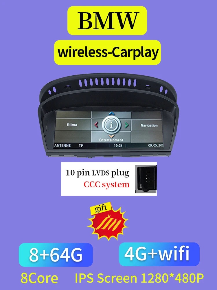 

STWEI ID8 Автомобильный Android12 Автомобильный Bluetooth Carplay для BMW 3 серии E90 E91 5 серии E60 E61 Видеоплеер Монитор Центральный мультимедиа