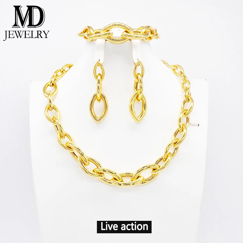 Conjunto de joyas de color dorado africano, contiene collar, pendientes, pulsera, conjunto de joyas de boda, conjunto de joyería nupcial de Dubai