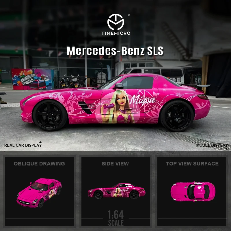

TIME MICRO 1:64 MB SLS Pink Car Diecast Model Car
