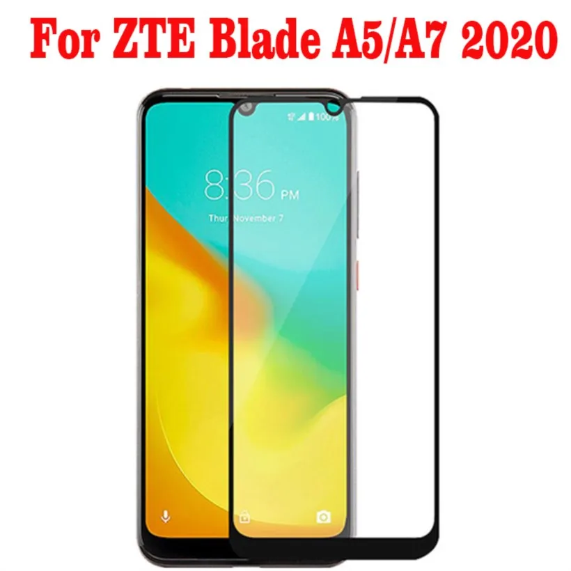 9h 3d full glue tempered glass on for zte blade a5 2020 full cover protective film screen protector for zte blade a7 2020 guard