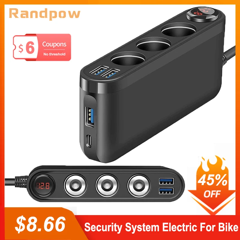 

Randpow QC3.0 Socket 4Ports 120W Car Cigarette Lighter Fast Charger Splitter Adapter Auto Accessory USB Charger Socket Splitter
