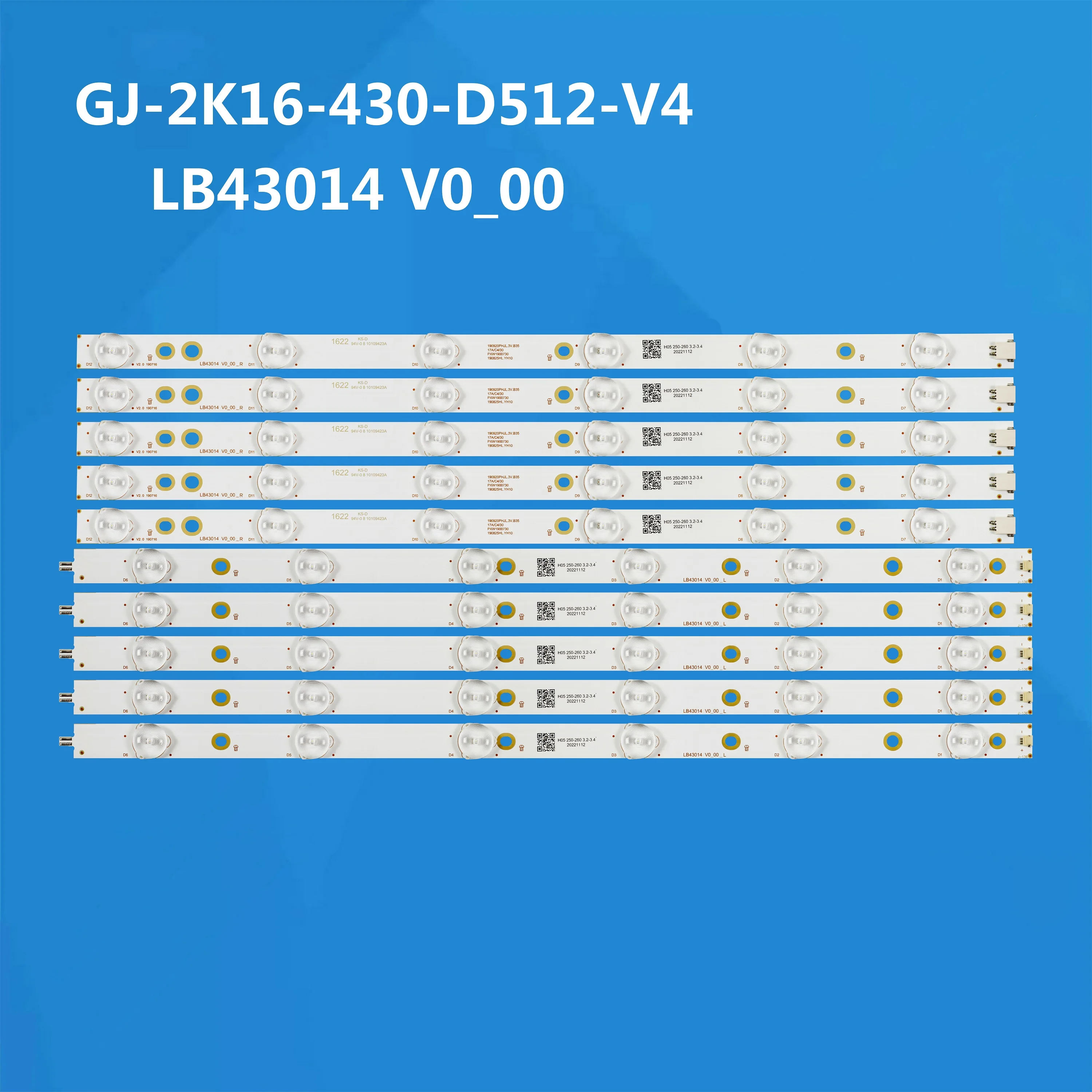 Фото Светодиодная лента подсветки для 43PFT4439 43PUT6101 43PUS6432 43PFH4319 43PUS6401/60 GJ-2K16-430-D512-V4 TPT430U3 TPT430U3-EQYSHM.G №1