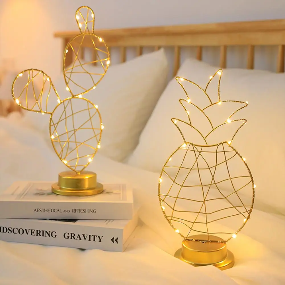 

Led Hollow Decorative Lamps Ornament Pineapple Cactus Shape Night Light For Christmas Day Gift Decoration Room Decor Aesthetic