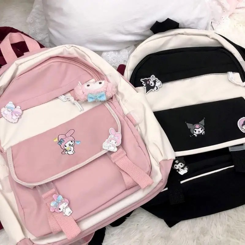 

Аниме Sanrio My Melody Kuromi Cinnamoroll, мультяшный рюкзак, кавайная сумка на плечо для девочек, сумка для хранения, дорожная сумка, подарок для студенток