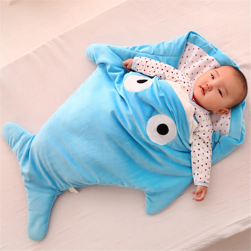 

Winter Cartoon Baby Shark Sleeping Bag Quilted Thickening Children's Pillow Anti-kick Sleeping Bag Baby Blanket New