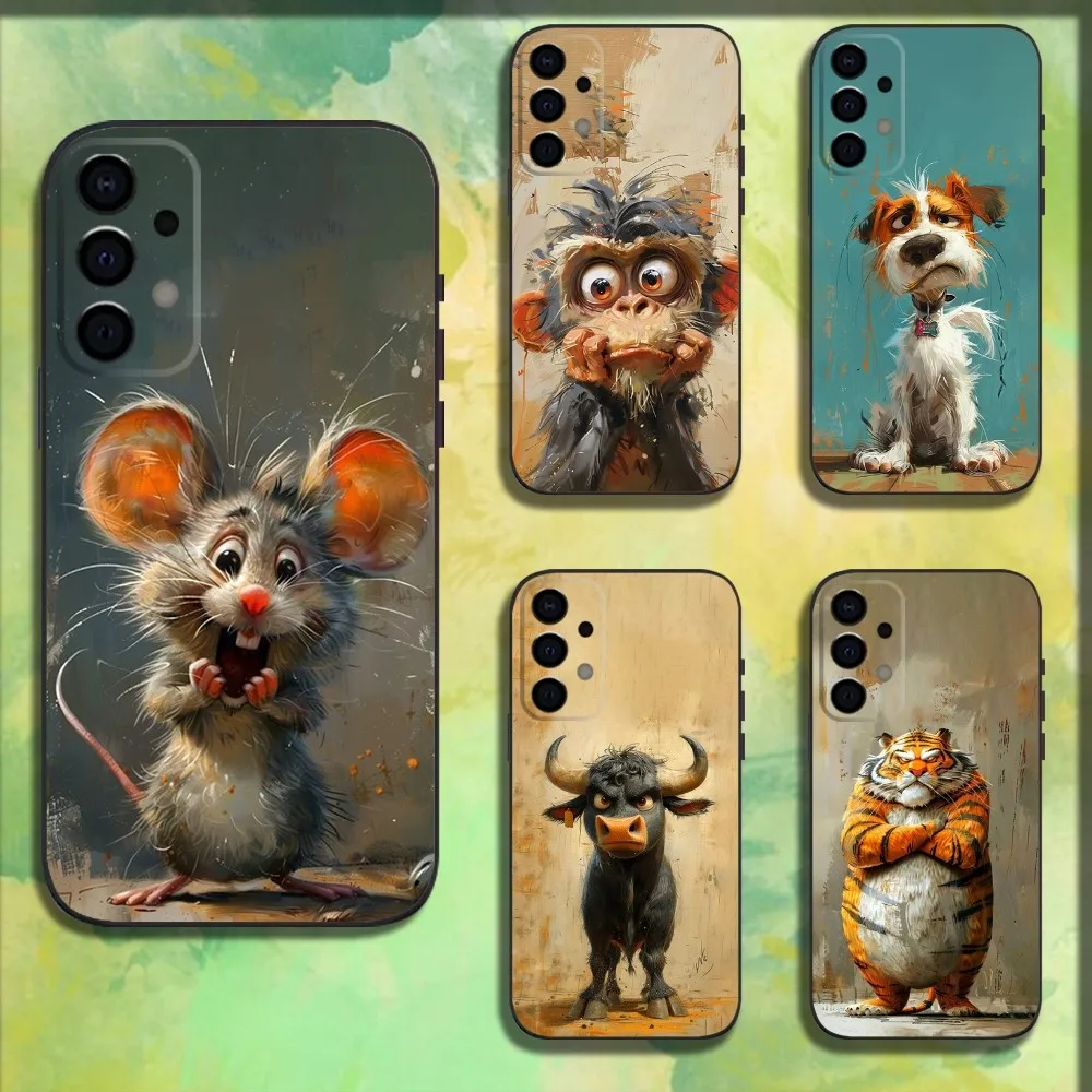 Rat Hamster Tiger Cow Dog Monkey Phone Case For Samsung Galaxy A13 A21s A22 A31 A32 A52 A53 A71 A80 A91 Soft Black Cover