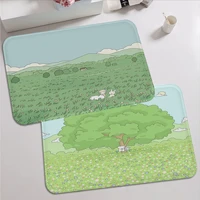 cartoon cute green illustration bath mat anti slip absorb water long strip cushion bedroon mat hotel decor mat