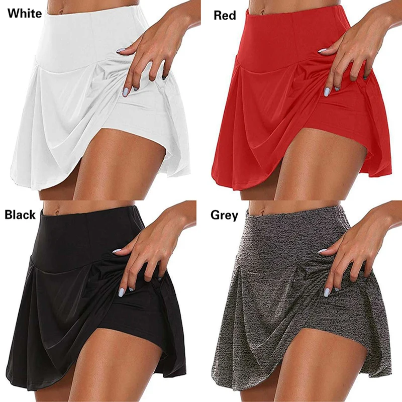 

Gym Women Running Shorts Skirt High Waist Shorts Mesh Double Layer Patchwork Fitness Shorts Sports Short Skirt New