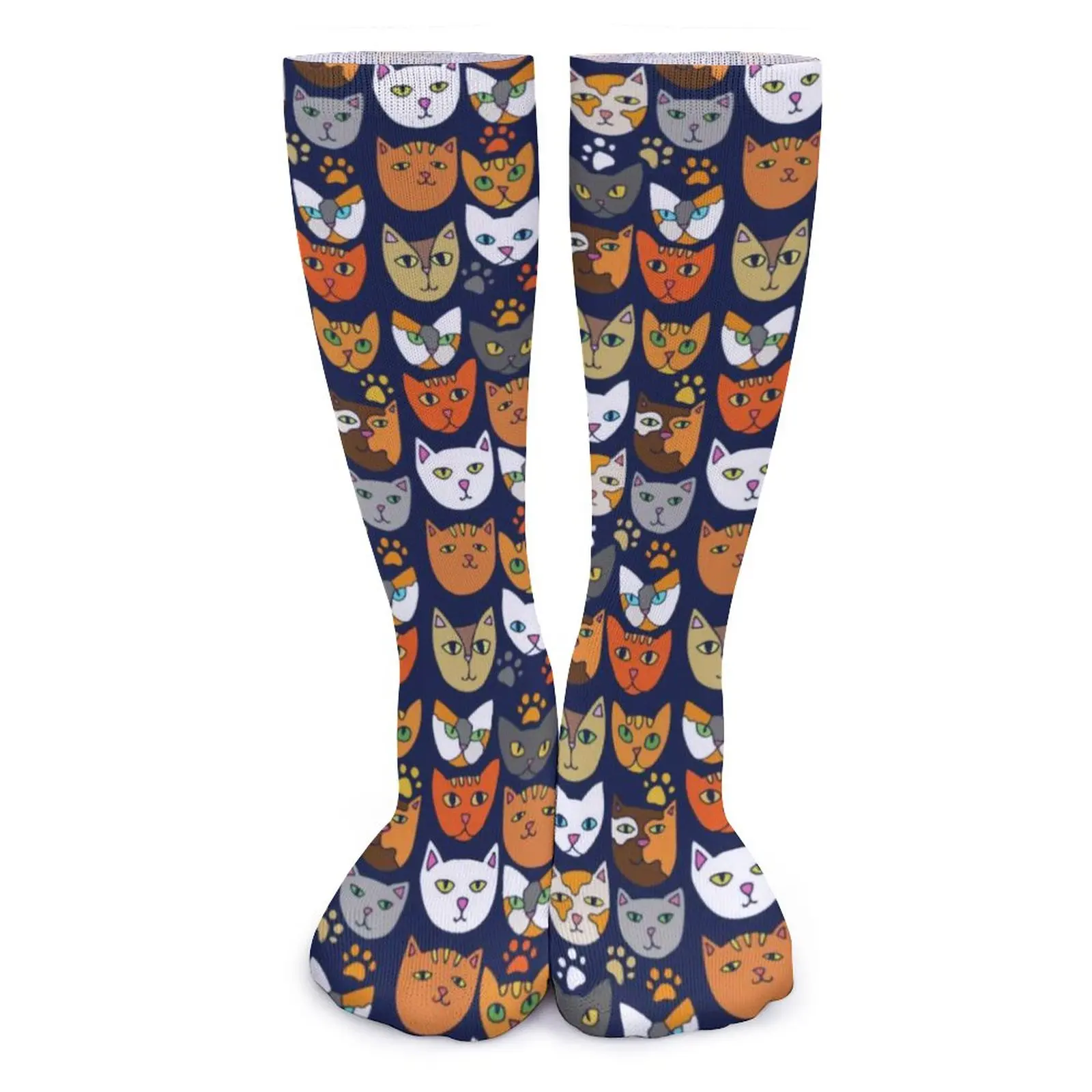 

Носки с рисунком кошки повсюду, повседневные осенние нескользящие носки с забавным рисунком животных для мужчин и женщин, мягкие дышащие дизайнерские носки для бега