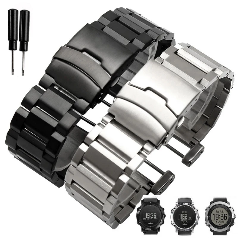 

Новый высококачественный ремешок для часов из нержавеющей стали 24 мм ремешок для часов Suunto Core Essential подача браслет для уличной спортивной п...
