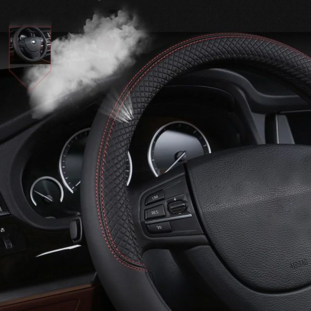 

Auto Decoration Steering Wheel Cover Leather Protect Steering Suitable For 38cm Wheel Breathable Car Brand New
