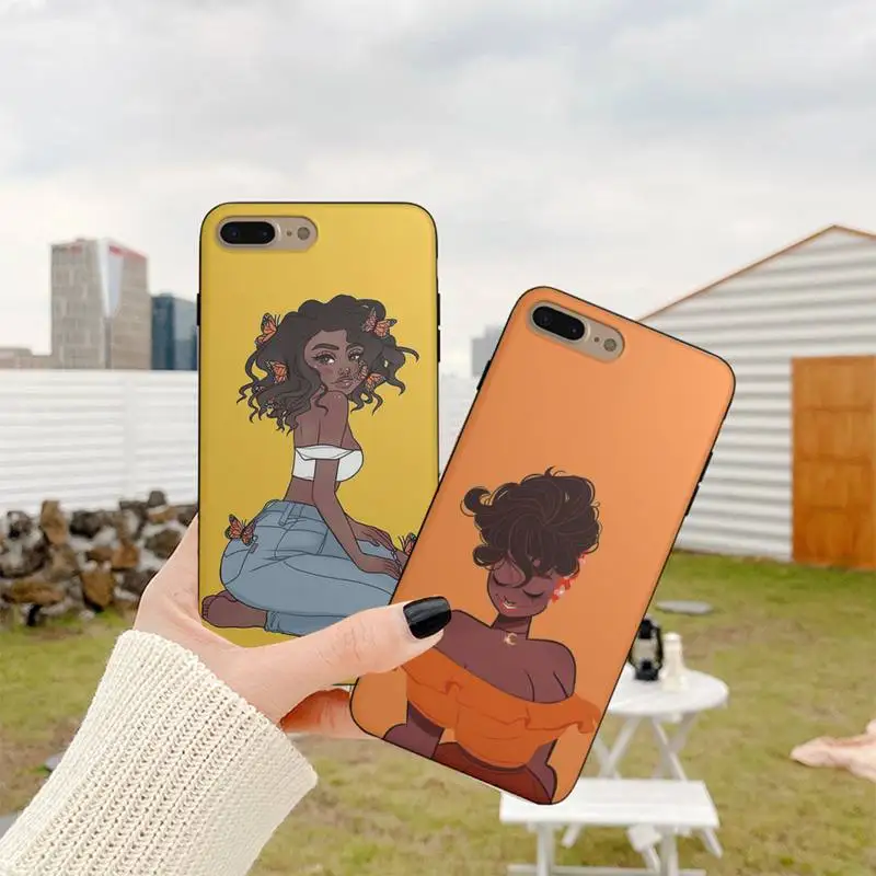 

African Black Girl Phone Case Fundas Shell Cover For Iphone 6 6s 7 8 Plus Xr X Xs 11 12 13 Mini Pro Max