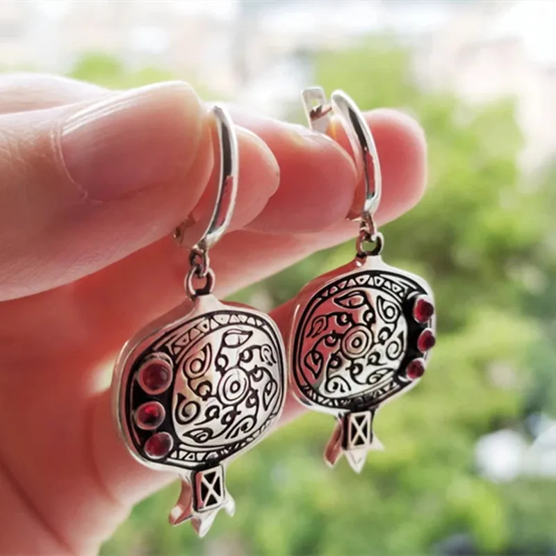 Винтажные серьги из серебра 925 пробы подвеска с гранатом нескольких камней