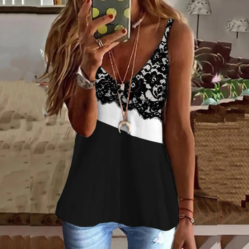 

Майка женская оверсайз с V-образным вырезом и принтом, без рукавов