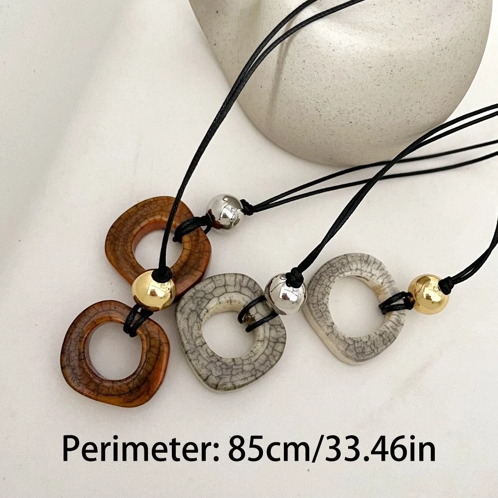 Модное ажурное ожерелье из натуральной верблюжьей кости квадратное в стиле бохо