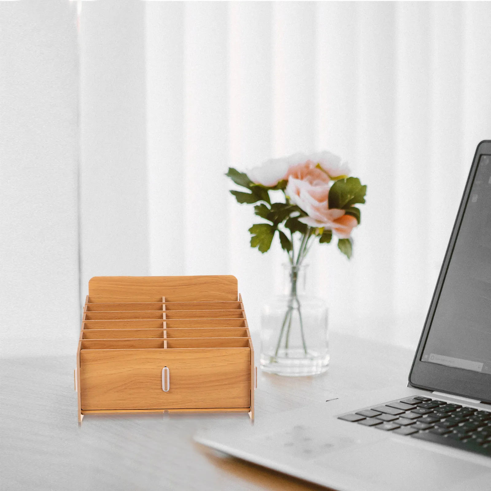 Фото Органайзер для хранения билетов с несколькими отделениями, для удобной классификации, держатель для документов, настольный органайзер, деревянный футляр. №4