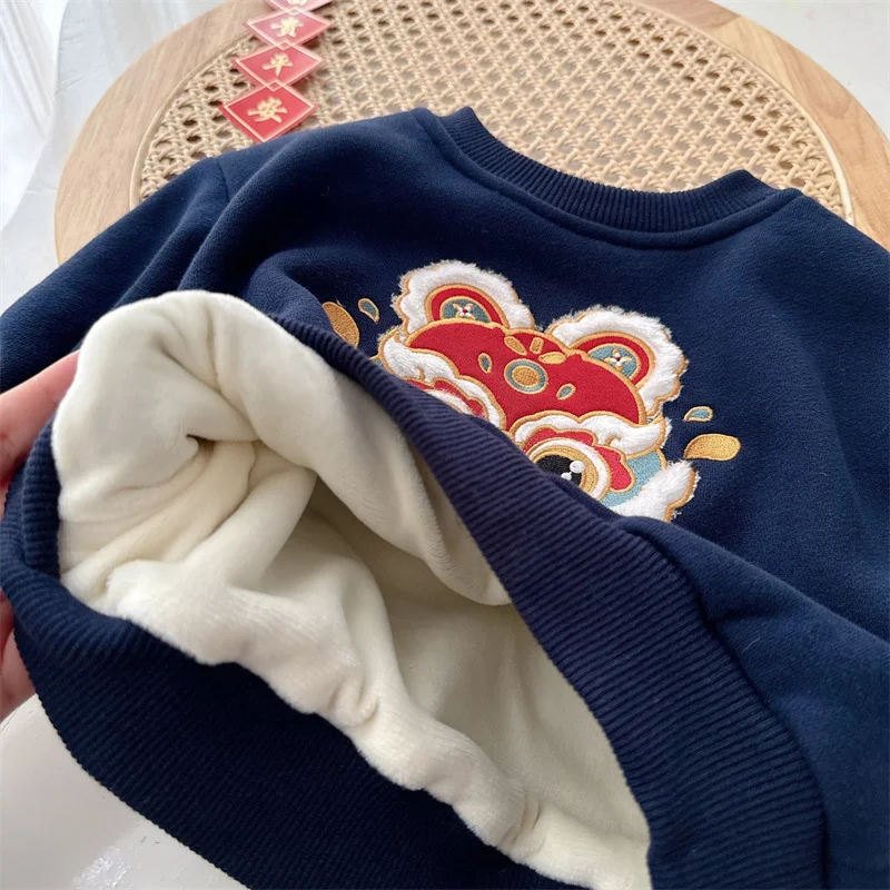 Детская одежда рубашки в китайском стиле новогодний пуловер с длинными рукавами