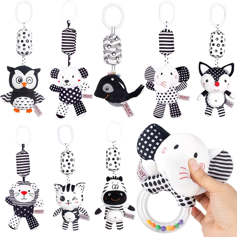 Baby Infant Rattles Newborn Black White Visual Grab Ability 