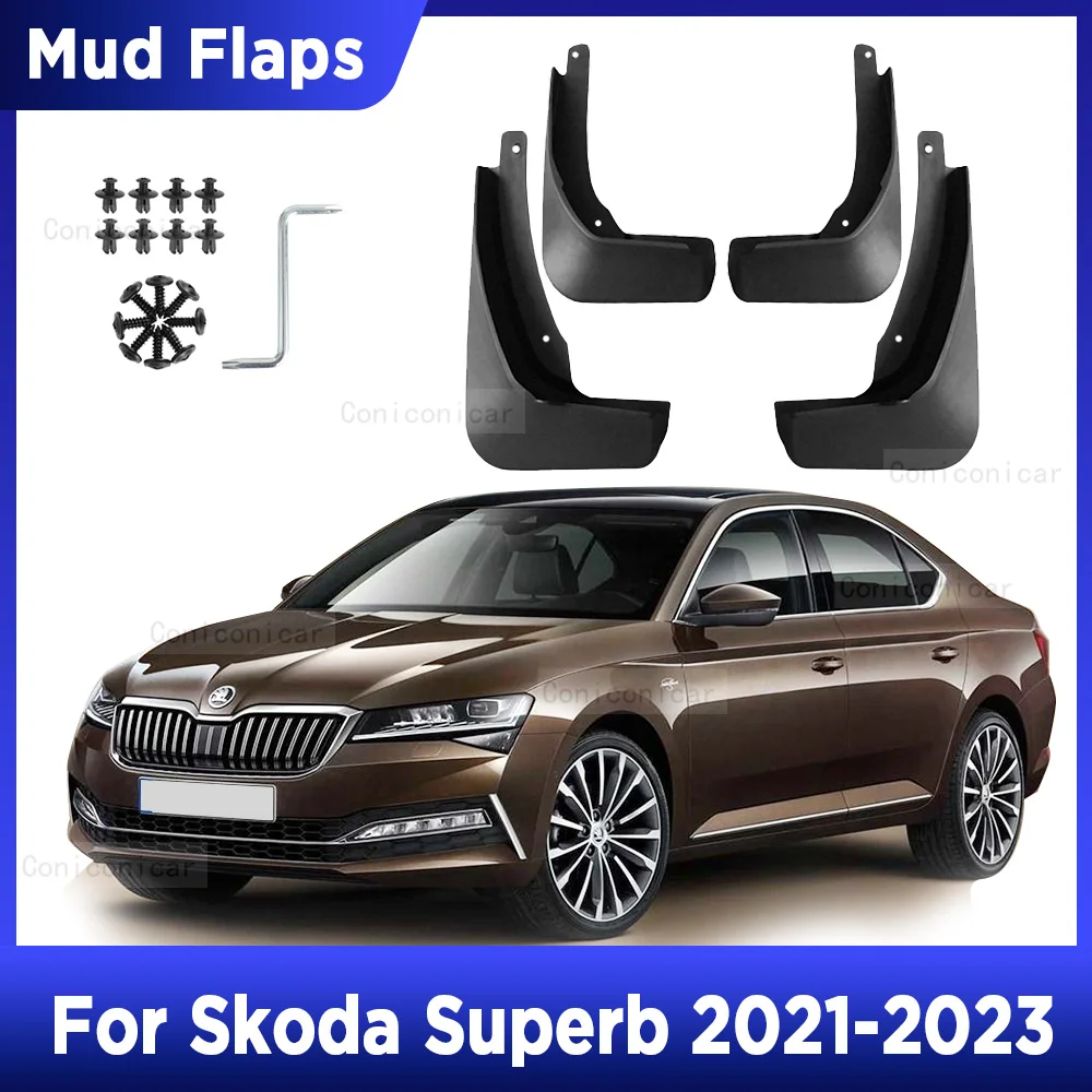 

For Skoda Superb 2021 2022 2023 4PCS Mud Flaps Splash Guard Mudguards MudFlaps Front Rear Fender Auto Styline Car Accessories