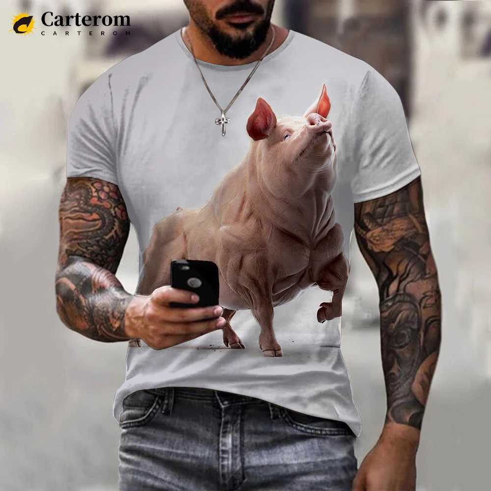 2022 Popular Novelty Funny Animal Pig Cows Series 3D T-shirt Men Women Fashion Casual Short Sleeve Harajuku Streetwear Tops |