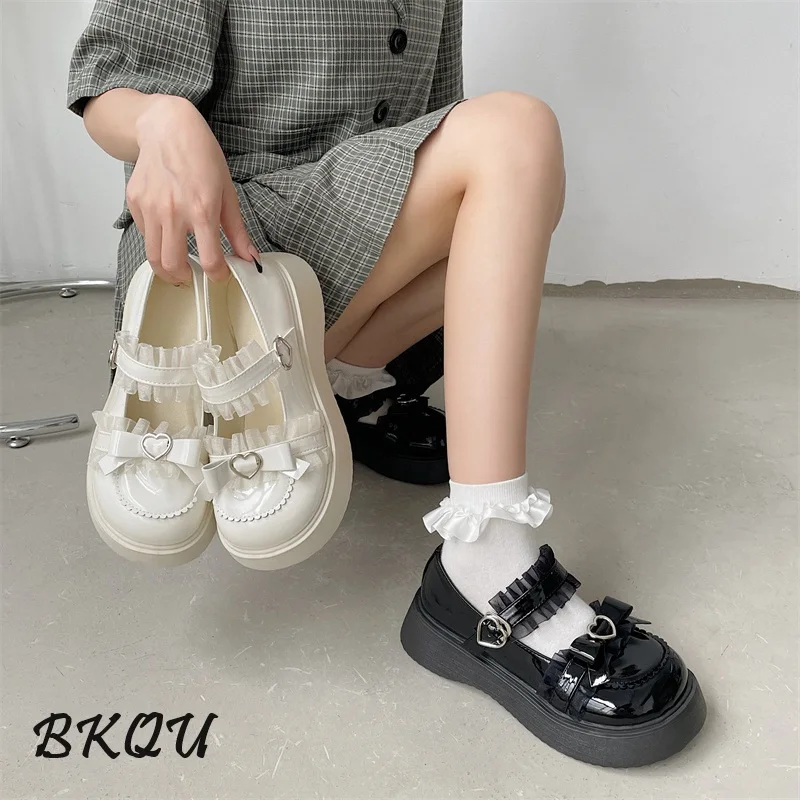 BKQU бренд 2024 весна/лето новый тренд японская Лолита Маленькая кожаная обувь для