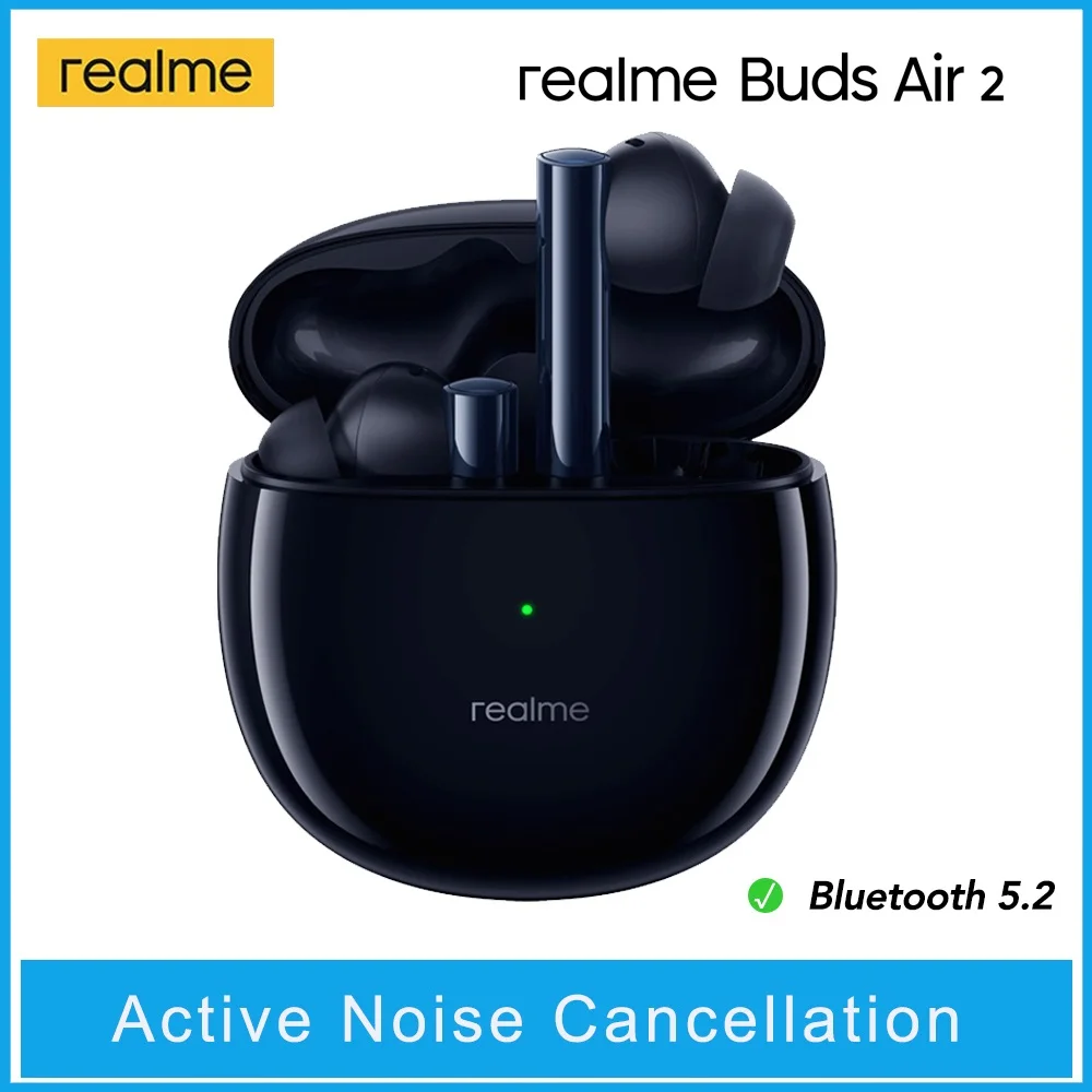 

realme Buds Air 2 ANC Wireless Earphone 88ms Super Low Latency 25h Playback Game Music Sports Bluetooth Headphones