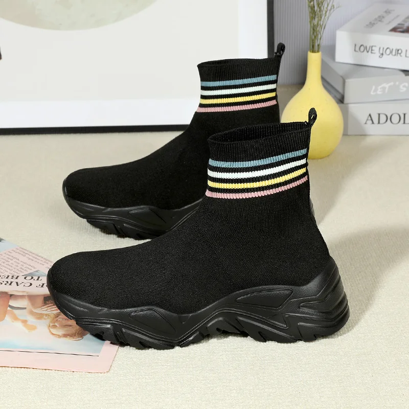 Женская повседневная спортивная обувь с высоким берцем ботильоны на платформе